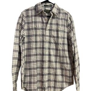 Eddie Bauer Men's Pockets Button-Up Long Sleeve Cotton Hi-Lo Plaid Shirt Size S